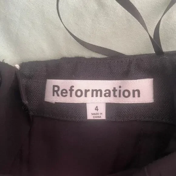 Reformation Black Linen Strapless Top Form Fitting Size 4 - Picture 3 of 4